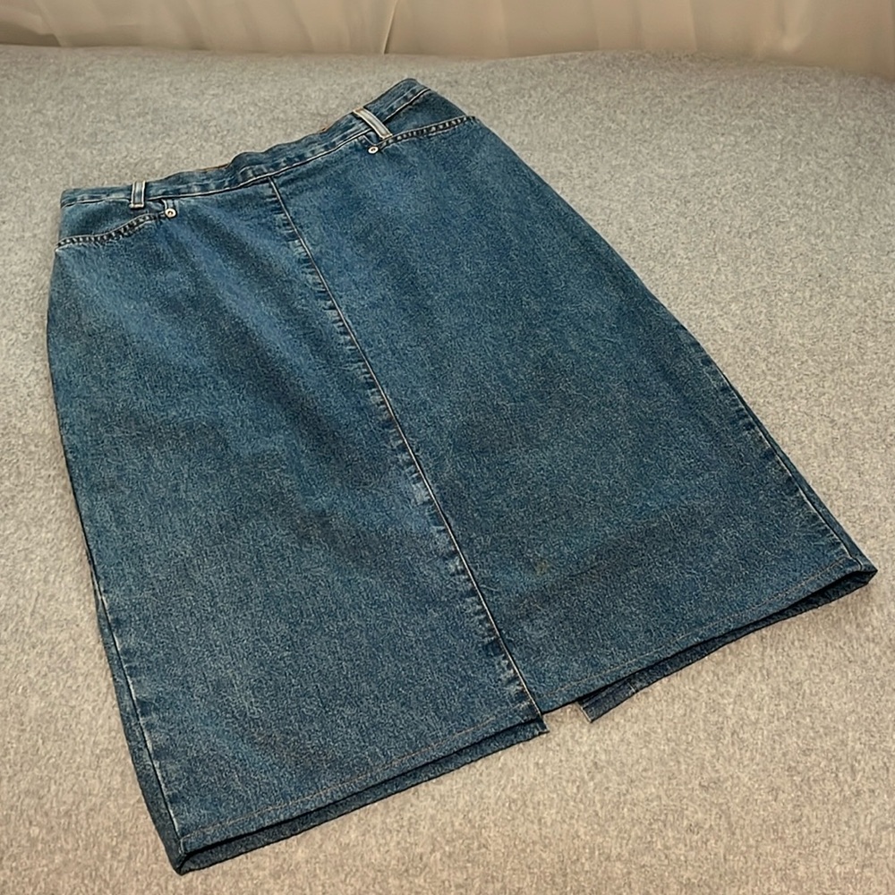 Vintage Crossroads Denim Skirt Size 14 Modest Minimalist Y2K Country Western